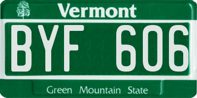 VT license plate BYF606