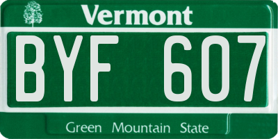 VT license plate BYF607