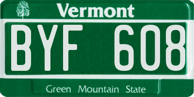 VT license plate BYF608