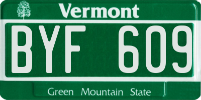 VT license plate BYF609