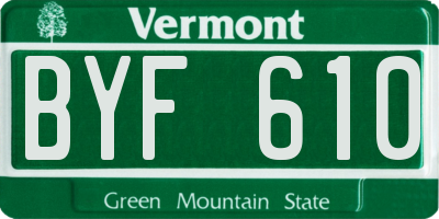 VT license plate BYF610