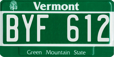 VT license plate BYF612