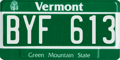 VT license plate BYF613
