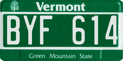 VT license plate BYF614