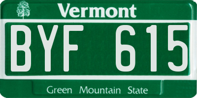 VT license plate BYF615