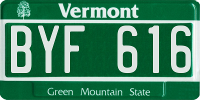 VT license plate BYF616