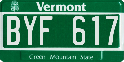 VT license plate BYF617