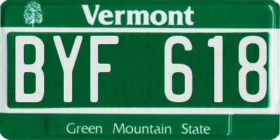 VT license plate BYF618