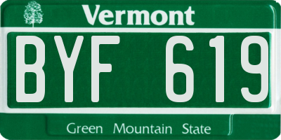 VT license plate BYF619