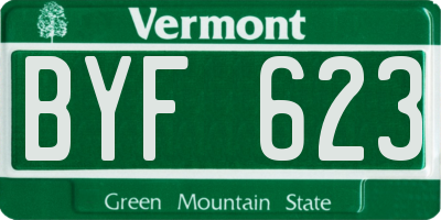 VT license plate BYF623