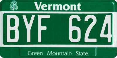 VT license plate BYF624
