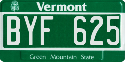 VT license plate BYF625