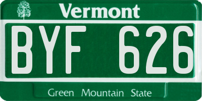 VT license plate BYF626