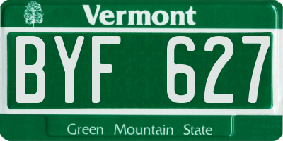 VT license plate BYF627