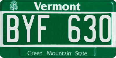 VT license plate BYF630