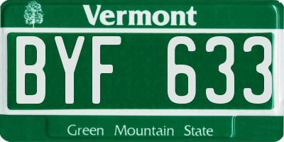 VT license plate BYF633