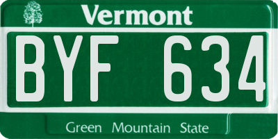 VT license plate BYF634