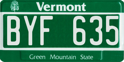 VT license plate BYF635