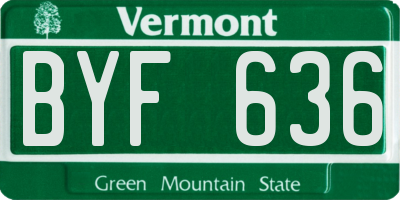 VT license plate BYF636