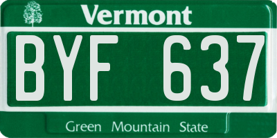 VT license plate BYF637