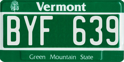 VT license plate BYF639