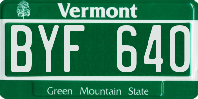 VT license plate BYF640
