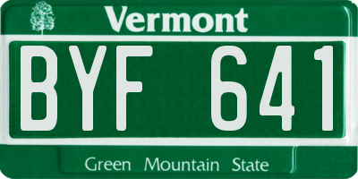 VT license plate BYF641