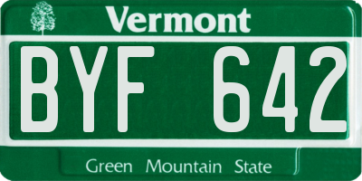 VT license plate BYF642