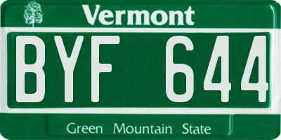 VT license plate BYF644