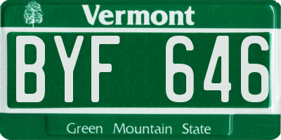 VT license plate BYF646