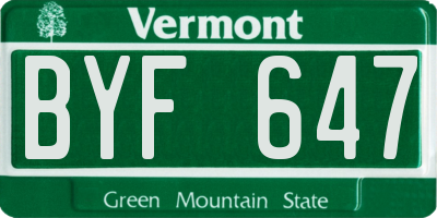 VT license plate BYF647