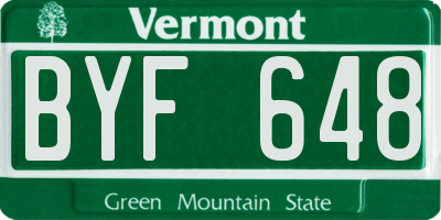 VT license plate BYF648