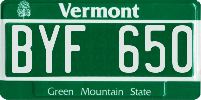 VT license plate BYF650