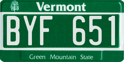 VT license plate BYF651
