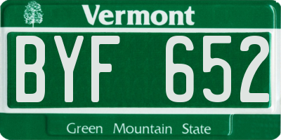 VT license plate BYF652