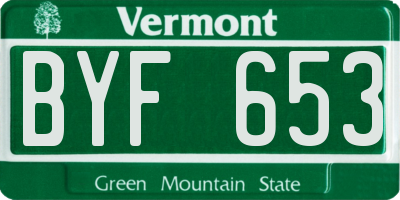 VT license plate BYF653