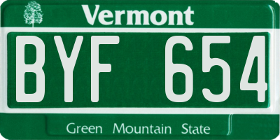 VT license plate BYF654
