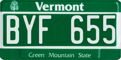 VT license plate BYF655