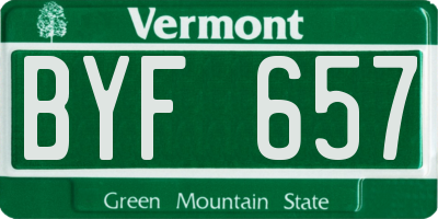 VT license plate BYF657