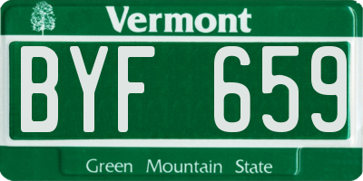 VT license plate BYF659