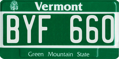 VT license plate BYF660