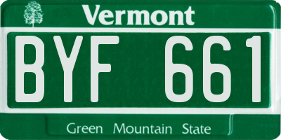 VT license plate BYF661