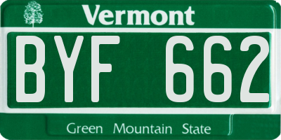 VT license plate BYF662