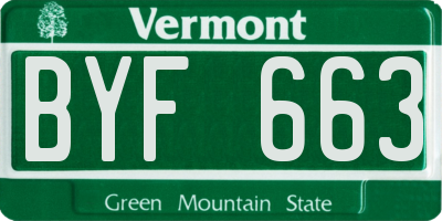 VT license plate BYF663
