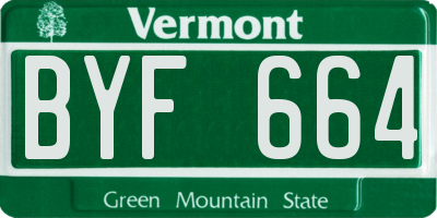 VT license plate BYF664