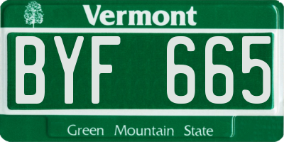 VT license plate BYF665