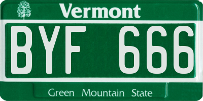 VT license plate BYF666
