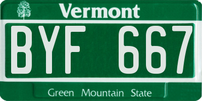 VT license plate BYF667