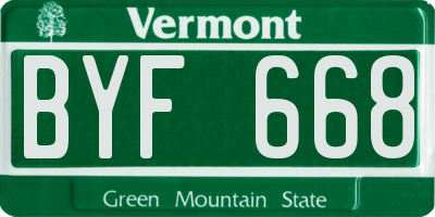 VT license plate BYF668