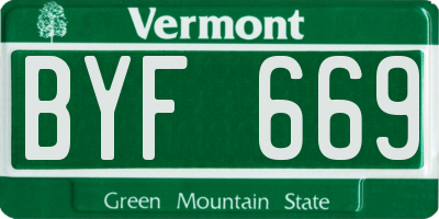 VT license plate BYF669